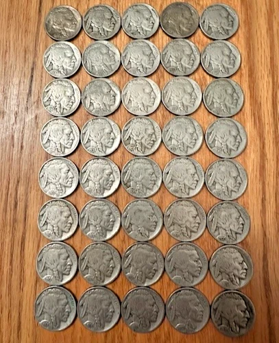 Lot of 40 Buffalo Nickels various dates and conditions No mint marks