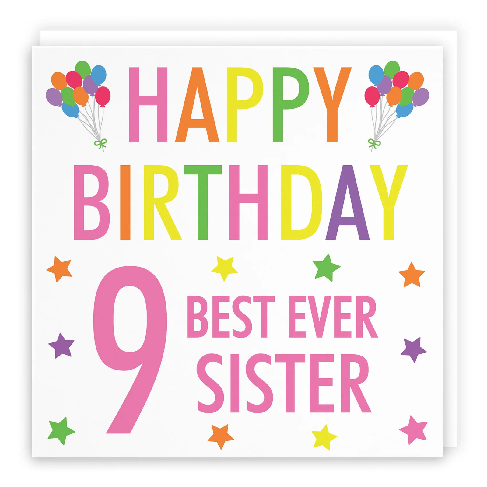 9th Sister Birthday Card Colourful