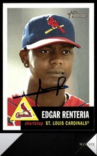 2002 Topps Heritage #41 Edgar Renteria Auto Signed IP St. Louis Cardinals