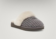UGG CHARCOAL COZY KNIT SHEEPSKIN PLATFORM COMFORT SLIPPERS, WOMEN US 10/ EUR 41