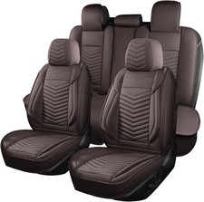 Full Set Brown Nappa Leather Car Seat Covers 5 Seats