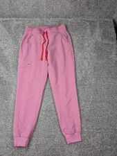 FIGS Scrub Pants Womens Small Pink Jogger Drawstring Zip Cargo Pockets Technical