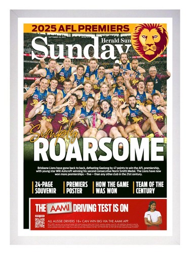 Framed 2025 Brisbane Lions AFL Premiers Football Poster - 62cm x 44.5cm x 3.5cm - Picture 2 of 4