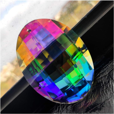 Colorful Oval Drop Hanging Crystals Chandelier Prisms Feng Shui Ornament Window