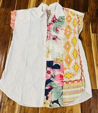 3J Workshop Johnny Was Floral Striped Button ...