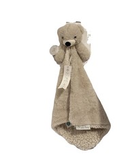 Snuggly Lovey Taupe Bear Lovey Plush Newborn Sherpa Lining Security Blanket NWT