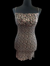 Windsor Floral Smocked Mini Dress Women Small Black & Multicolor y2k resort wear