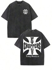 Vintage West Coast Choppers Shirt Black 230g Heavyweight DTG Print Acid Wash Tee