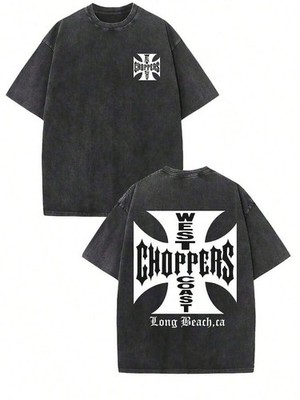 Vintage West Coast Choppers Shirt Black 230g Heavyweight DTG Print Acid Wash Tee