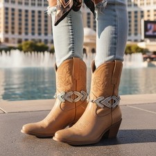 Women Silver Metal Chain 2 Boots Bracelet Anklet Shoe Arrow Charm HANDMADE USA