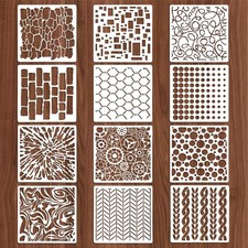 Jeffdad 8 Pcs Stencils for Crafts Reusable, Texture 5.9 x Inch