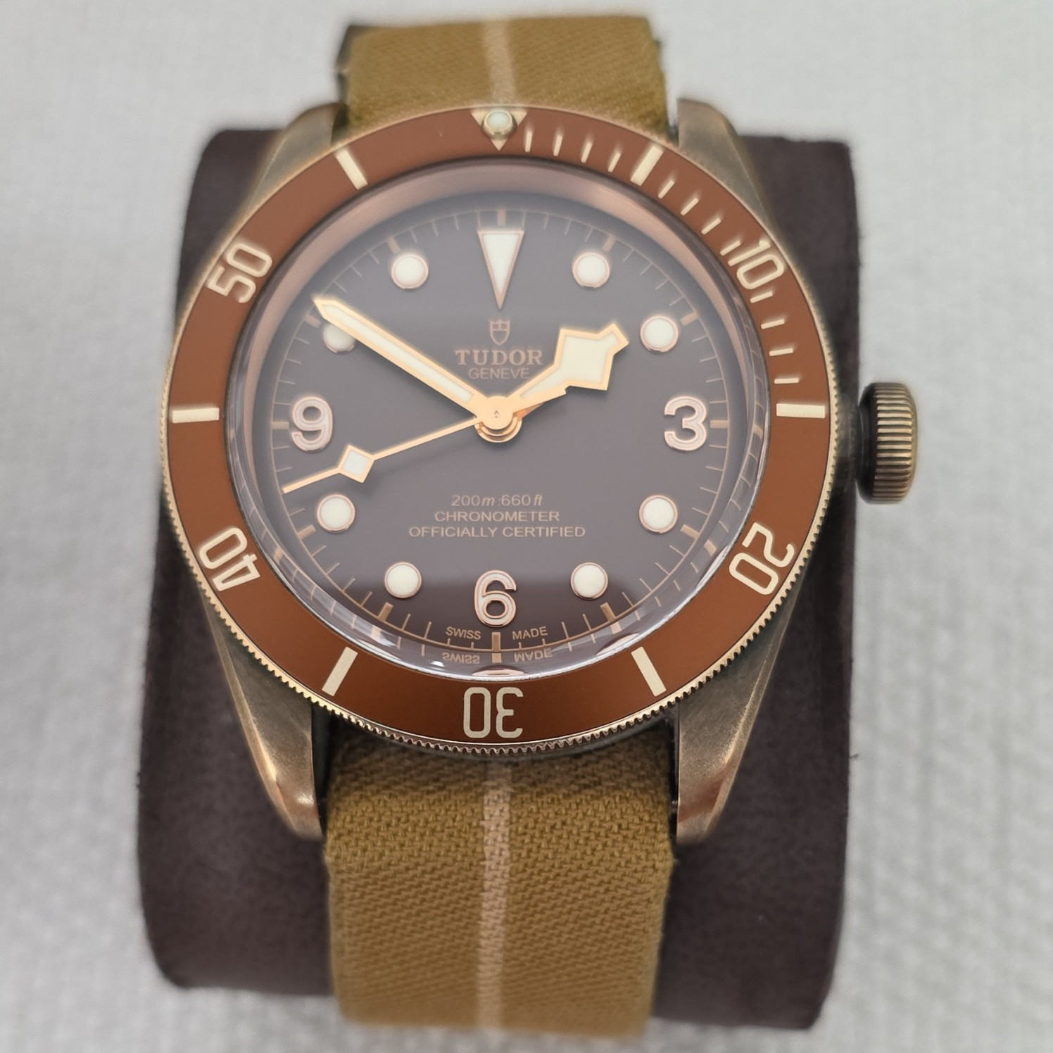 TUDOR Black Bay Bronze 43mm Automatic Brown Dial Beige Fabric Strap 79250BM