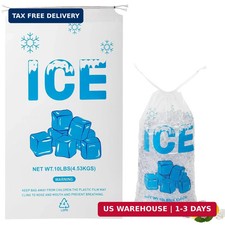 100 PACK 10 lb. Drawstring Ice Bags 12 x 21 Inch Heavy-Duty