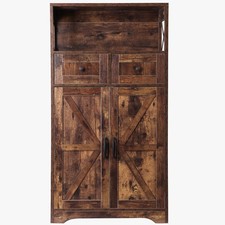 Brown Storage Cabinet with Doors  Drawers Freestanding Kitchen Pantry Cabinet