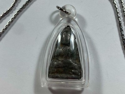 Vintage Buddha Amulet in Acrilic Case with 26'' Necklace