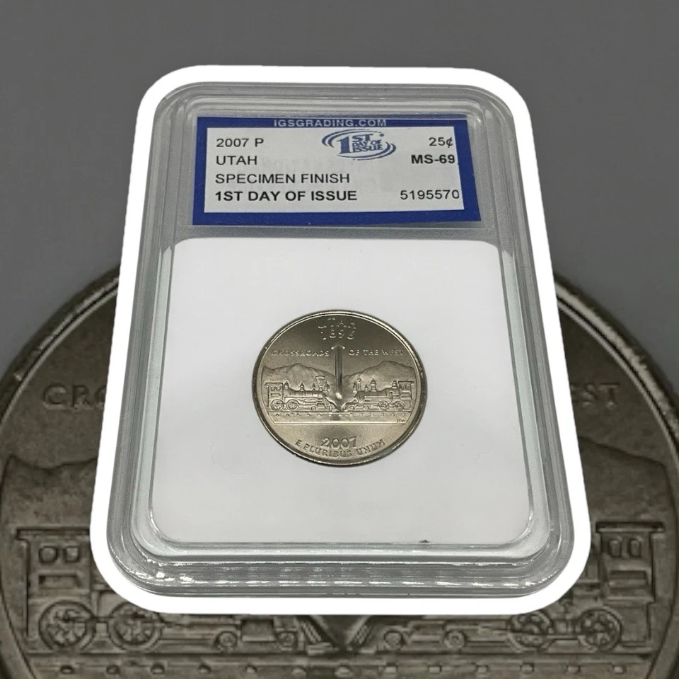 Utah 2007 P State Quarter IGS Graded, 1st Day Issue MS-69 Specimen Finish - Image 3 of 4