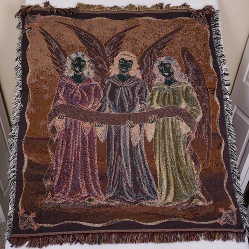 Christmas Angel Tapestry Blanket 48x53 Holiday Wall Hanging Cottagecore Decor - Picture 10 of 10