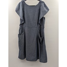 A New Day Chambray Flutter Sleeve Midi Dress Navy Blue XXL Pockets Fall Layering
