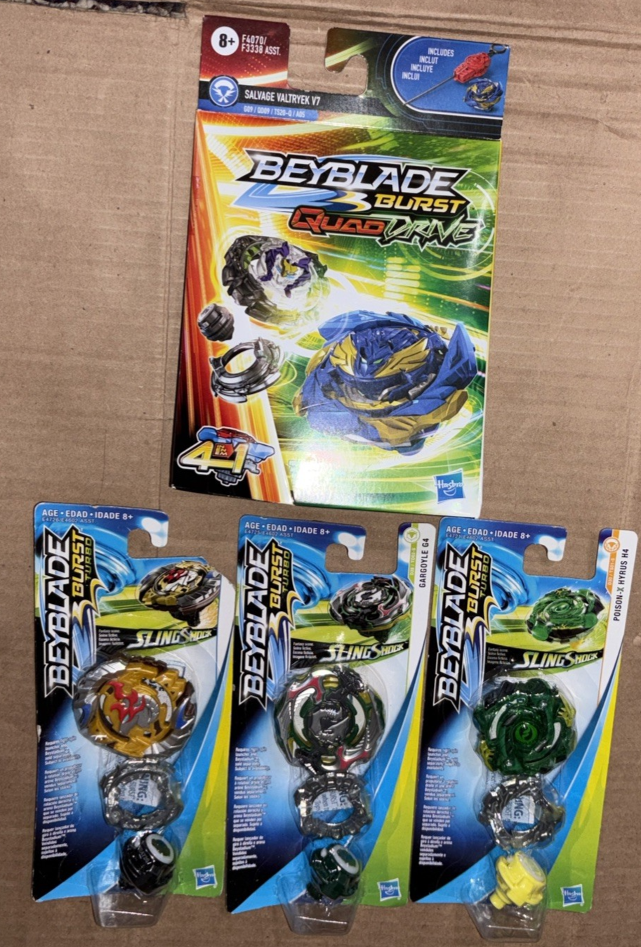 4 - Beyblade Burst Turbo Sling Shock Poison Balar Gargoyle Salvage Valtryek NEW