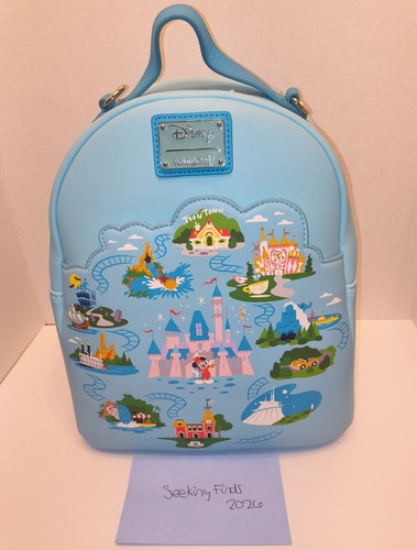 Loungefly Disney Disneyland 65th Anniversary Blue Mini Backpack Pre Owned