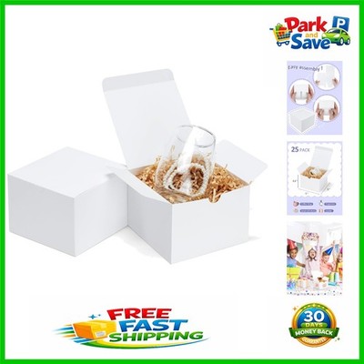 25-Pack White Kraft Gift Boxes with Lids 5x5x3.5'' for Creative Gifting