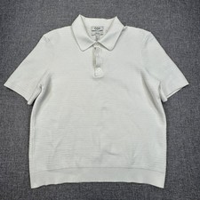 COS Textured Knitted Polo Shirt Mens Medium White Regular Fit Textured Cotton