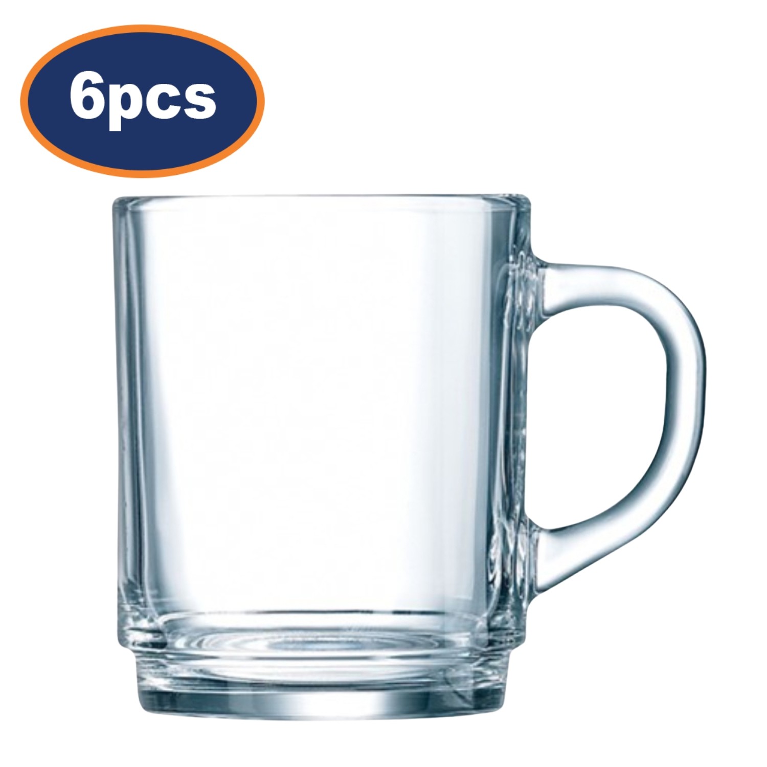 Luminarc Mug Tempered Glass Clear Stackable Dishwasher Safe Coffee 230ml 6Pcs