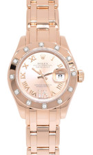Rolex Pearlmaster 18k Rose Gold Pink Diamond Ladies 29mm Watch +Papers '17 80315