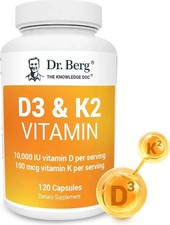 Dr. Berg's Vitamin D3 K2 w/ MCT Oil 10,000 IU of Vitamin D3, 100 mcg 120 Capsule