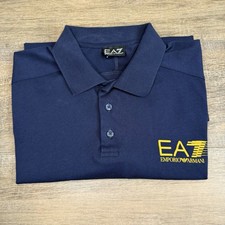 EA7 Emporio Armani Mens Polo Shirt Size Med-Large Blue 100 Cotton Excellent B2