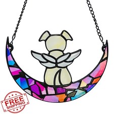 Stained Glass Angel Suncatcher, Dog Memorial Gift, Pet Loss Sympathy