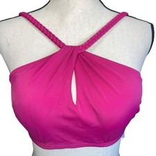 Shade Shore Womens Lightly Lined Braided Strap Bikini Top Pink 34D NWT