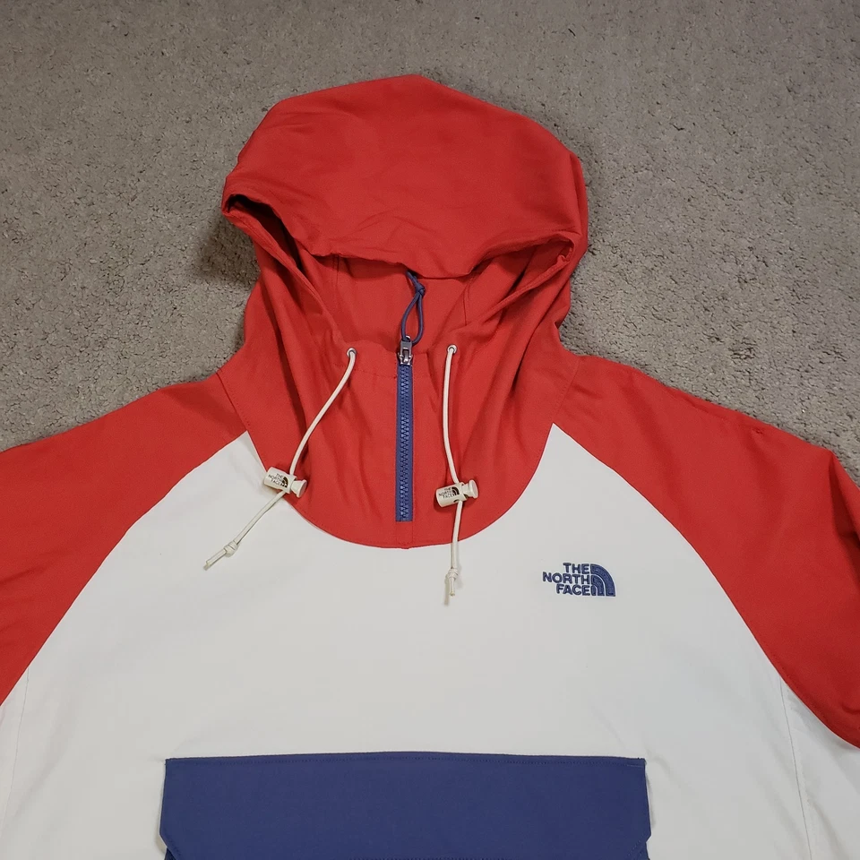 Chaqueta The North Face Hombre L Rojo Blanco Azul Clase V Fanorak Pullover Con Capucha Foto 4 de 4