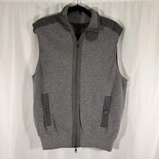 Express Wool Blend Vest Men's Large Grey Full Zip Button Pockets Satin Lining
