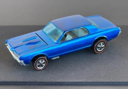 Vintage Hot Wheels Redline 1968 Blue Custom Cougar HK - Dark Int., VERY Nice!