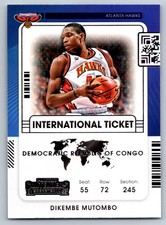 2021-22 Panini Contenders #28 Dikembe Mutombo International Ticket HOF Hawks