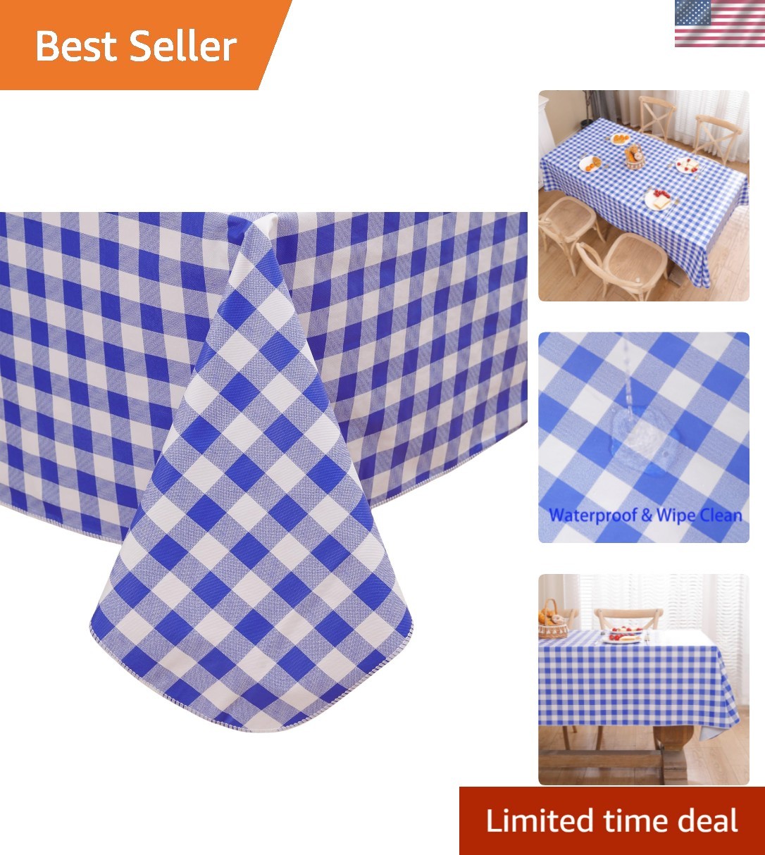 Heavy Duty Vinyl Tablecloth with Flannel Backing Waterproof 