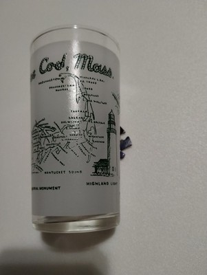 Pre 1977 Frosted Vintage Souvenir Glass Cape Cod Massachusetts Red Letters