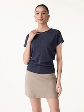 OGL Women's Linen-Blend Round Neck Relaxed Summer Top - No Import Fees