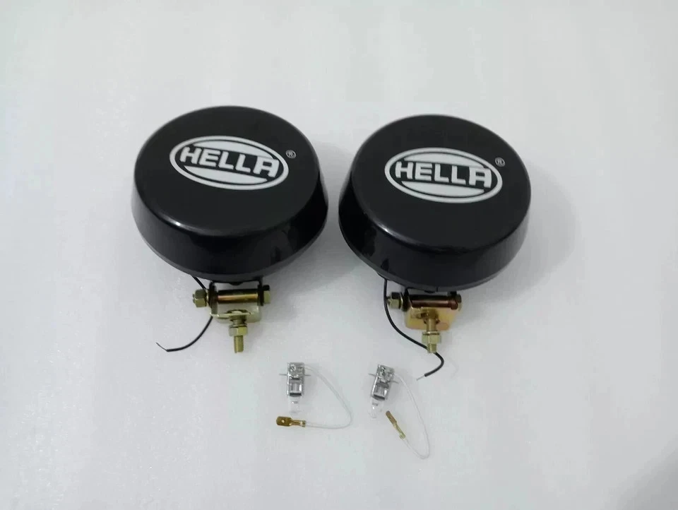Pair Hella Yellow Fog Lamp With Cover With Bulb H3 Halogen Bulb Universal Fit - Image 4 of 4