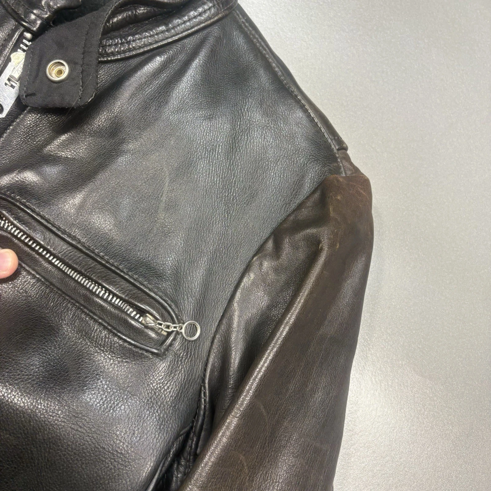 Vanson Associates Brown Boston Cafe Racer Leather Jacket Lined Size 38 USA Made image 7