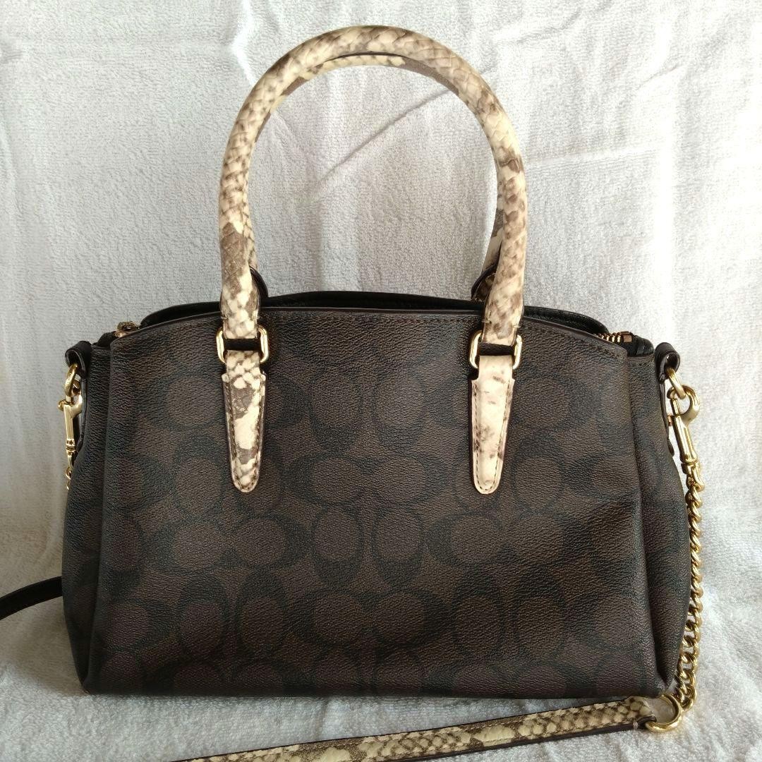 COACH Brown Python Signature Handbag Shoulder Sna… - image 9