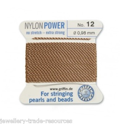 BEIGE NYLON POWER SEIDENFADEN 0,98mm SCHNURPERLEN & PERLEN GRIFFIN 12