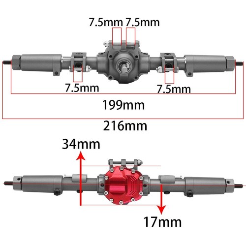 Eje trasero delantero de aleación CNC para rastreador de rocas de radiocontrol AXIAL SCX10 II AX90046 90047 1/10 - Imagen 10 de 24