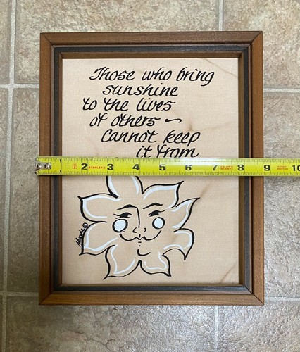 Jim Alexine Rice Vintage Silk Screen Framed Art Plaque Sunshine Inspirational - Picture 8 of 8