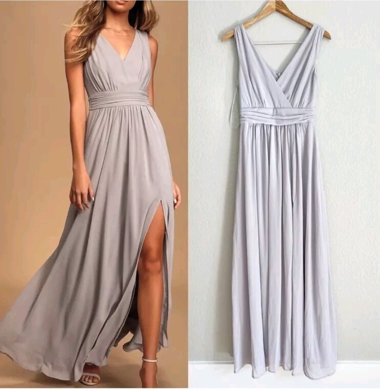 lulus grey bridesmaid dress Light Surplice Maxi | Womens | Medium (Available in 3X, 2X) | 100% Polyester Khorasantimes