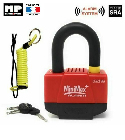 Bloque disque antivol moto VECTOR SRA avec alarme et mini U jaune