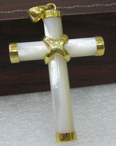 Natural Agate/Tiger's Eye/Topaz/Jade Gemstone Cross Pendant Necklace AAA Grade - Picture 4 of 29