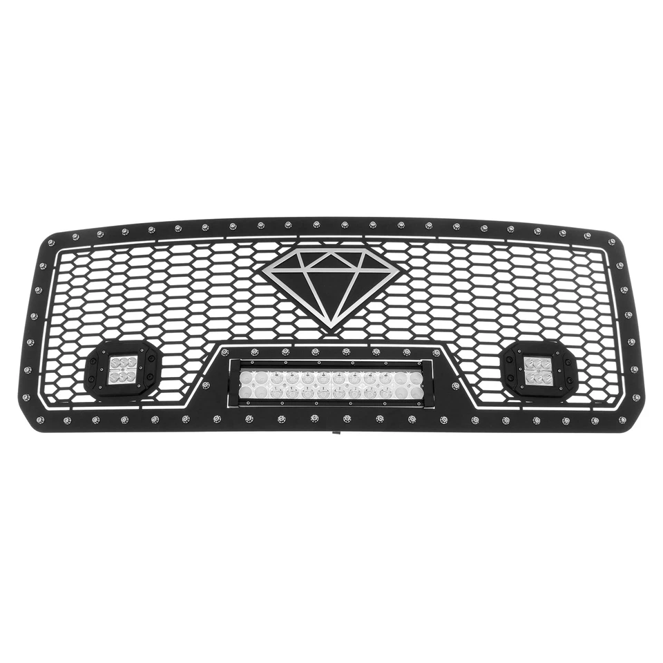 Fits 2015-2019 GMC Sierra 2500/3500 Upper Stainless Black Mesh W/ LED Grille - Image 2 of 3