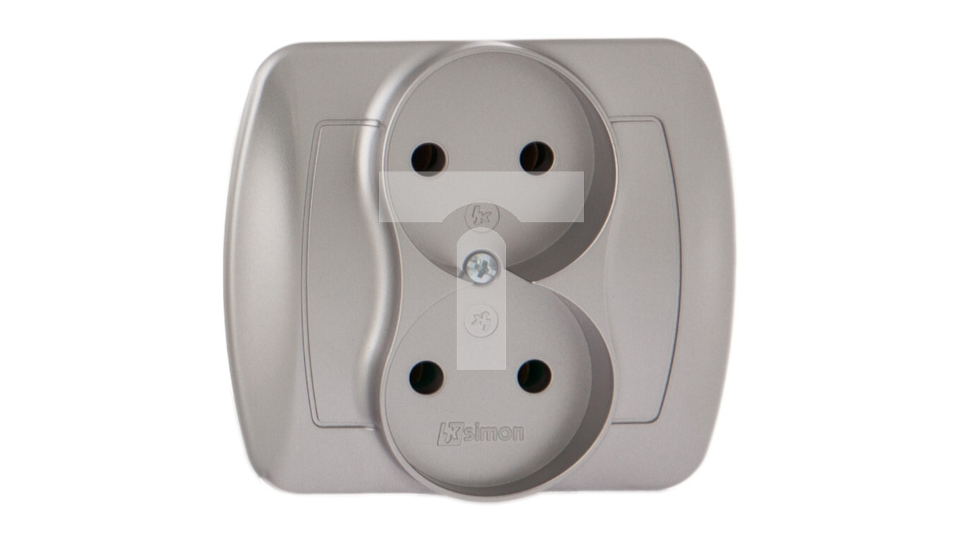 Simon Akord Double socket b / u 16A IP20 metallized aluminum AG2 / 26 /T2UK